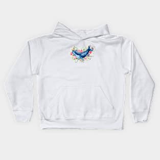 Humpback Whale with Florals Kids Hoodie